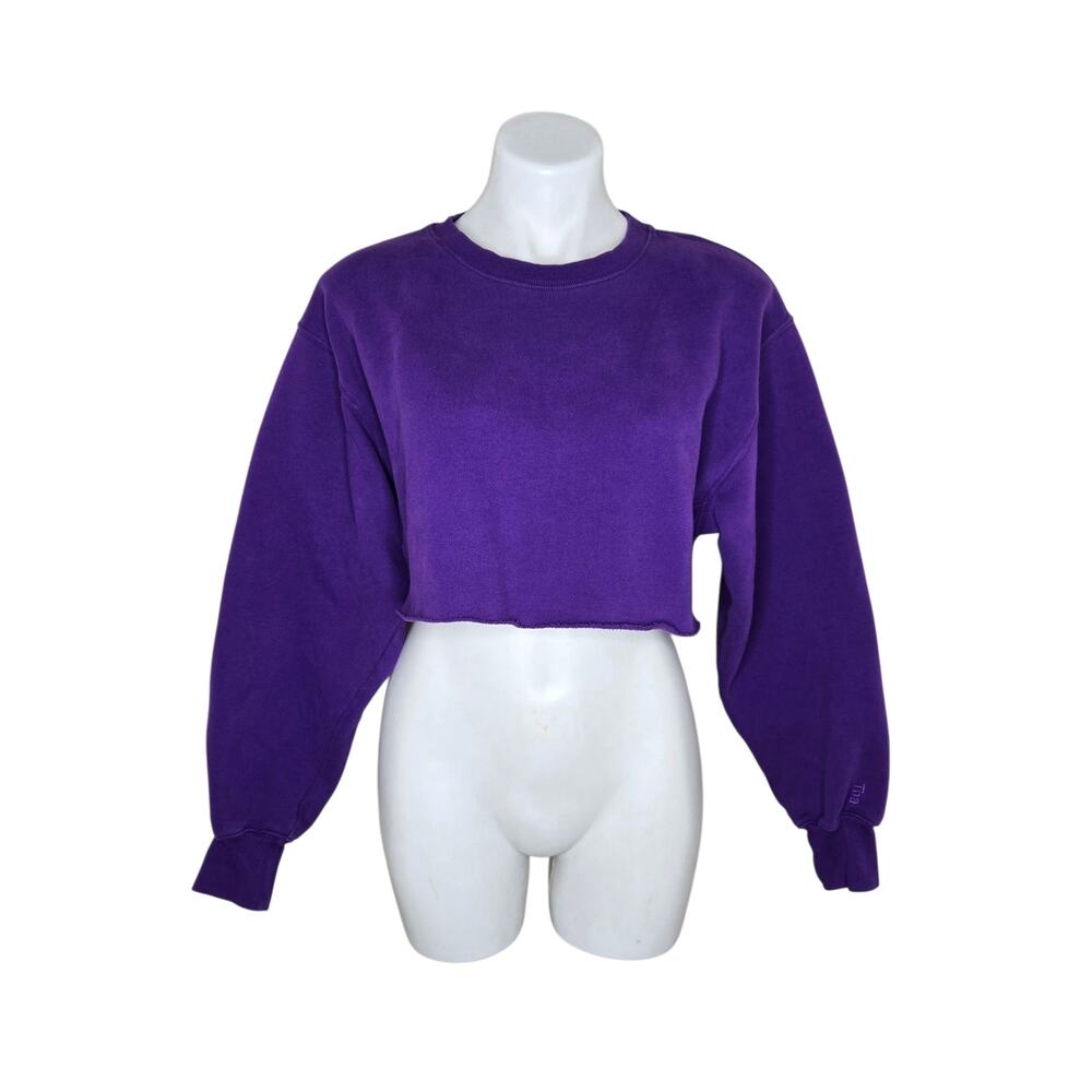 TNA Cozy AF Fleece Crewneck Cropped Sweatshirt Royal Purple Size 1